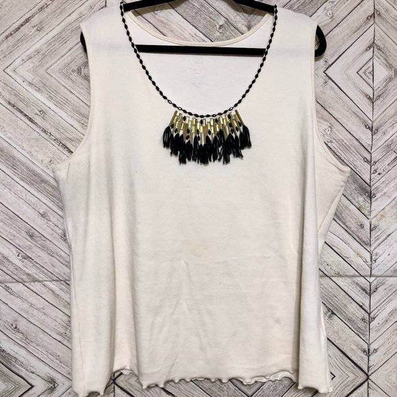 Ruby Rd Tank Tops Ruby Rd. | Tops | Ruby Rd 3x Ivory Knit Tank Statement Beaded Collar ...
